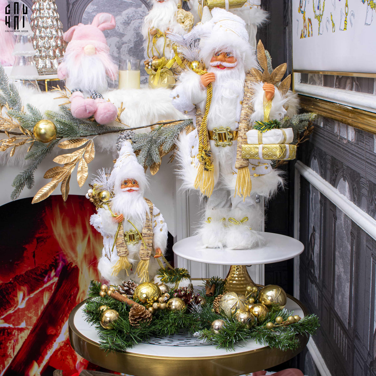 Ông Già Noel - White Santa Claus Size S-TRANG TRÍ GIÁNG SINH-Đối tác tại Trung Quốc theo từng đơn đặt hàng-CẬU HAI HOME DECOR