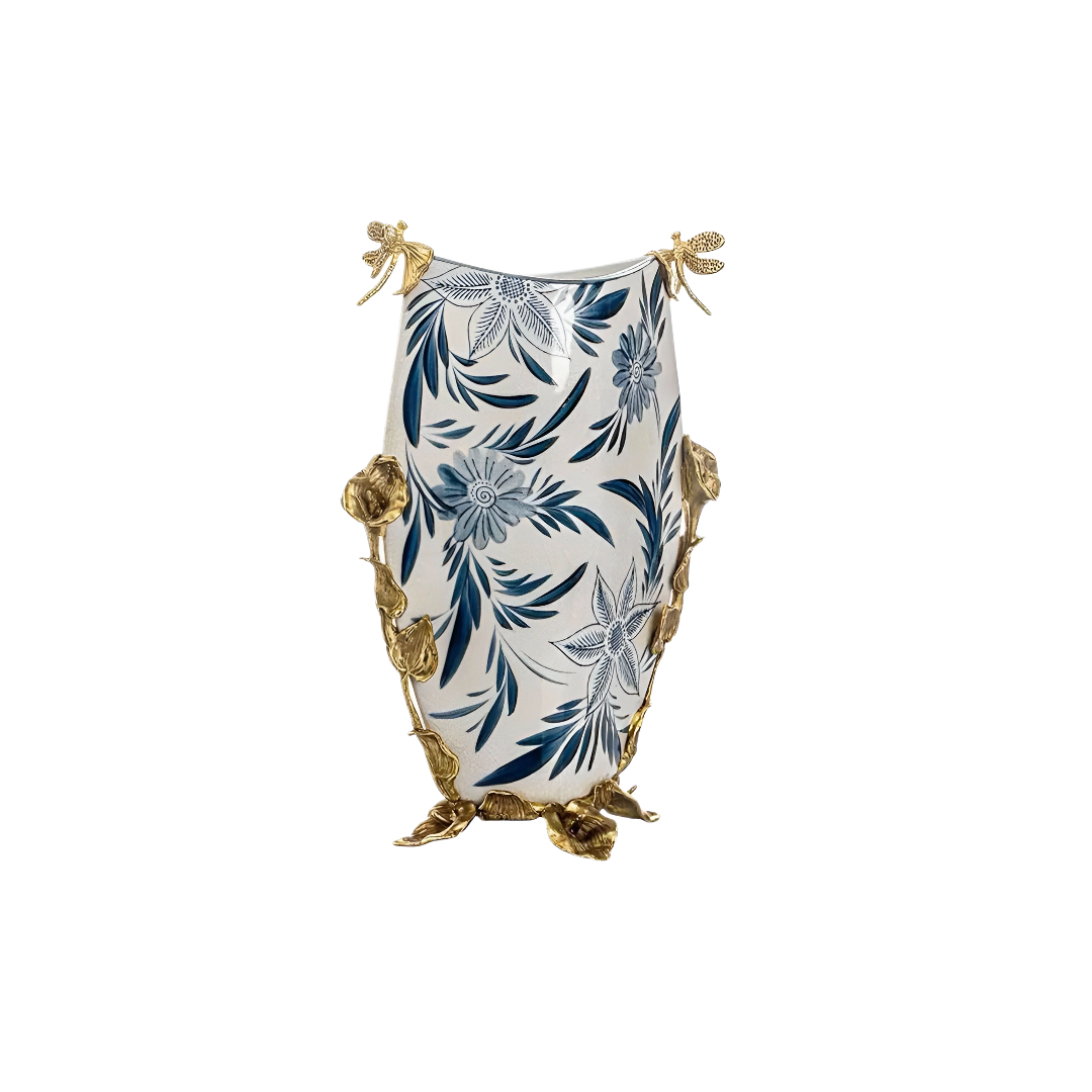 Maison Couture - Bình Hoa Imperium Empire Divine Vase - Dragonfly Horizon Urn Indochine Bleu  H35x24x16