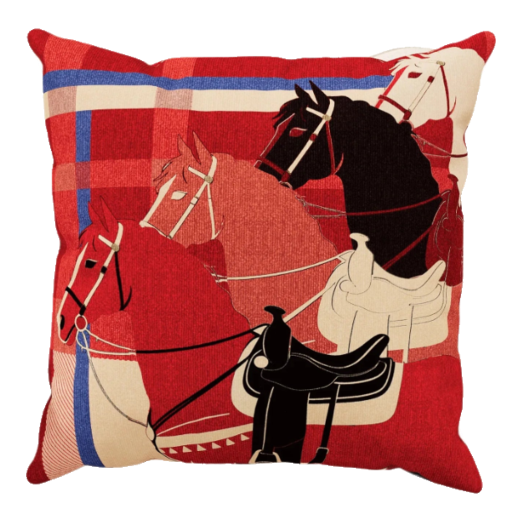 Vỏ Gối Nhung Équestre Les Quatre Chevaux de Bataille 45-VỎ GỐI-CẬU HAI HOME DECOR-CẬU HAI HOME DECOR