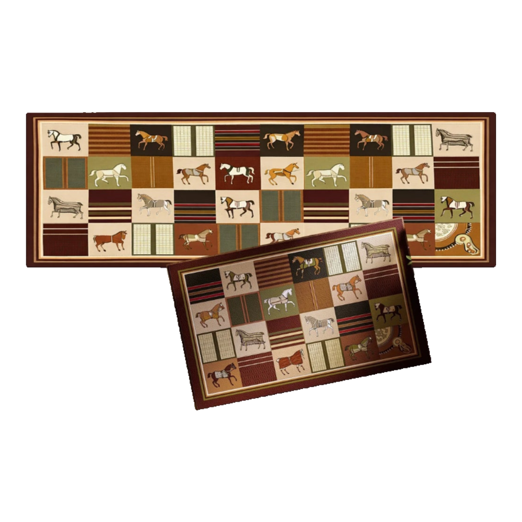 Set Thảm Bếp Micro Nappa Gen8 45x70/150 Patchwork Héritage Équestre Oriental Cheval-THẢM BẾP-CẬU HAI HOME DECOR-CẬU HAI HOME DECOR