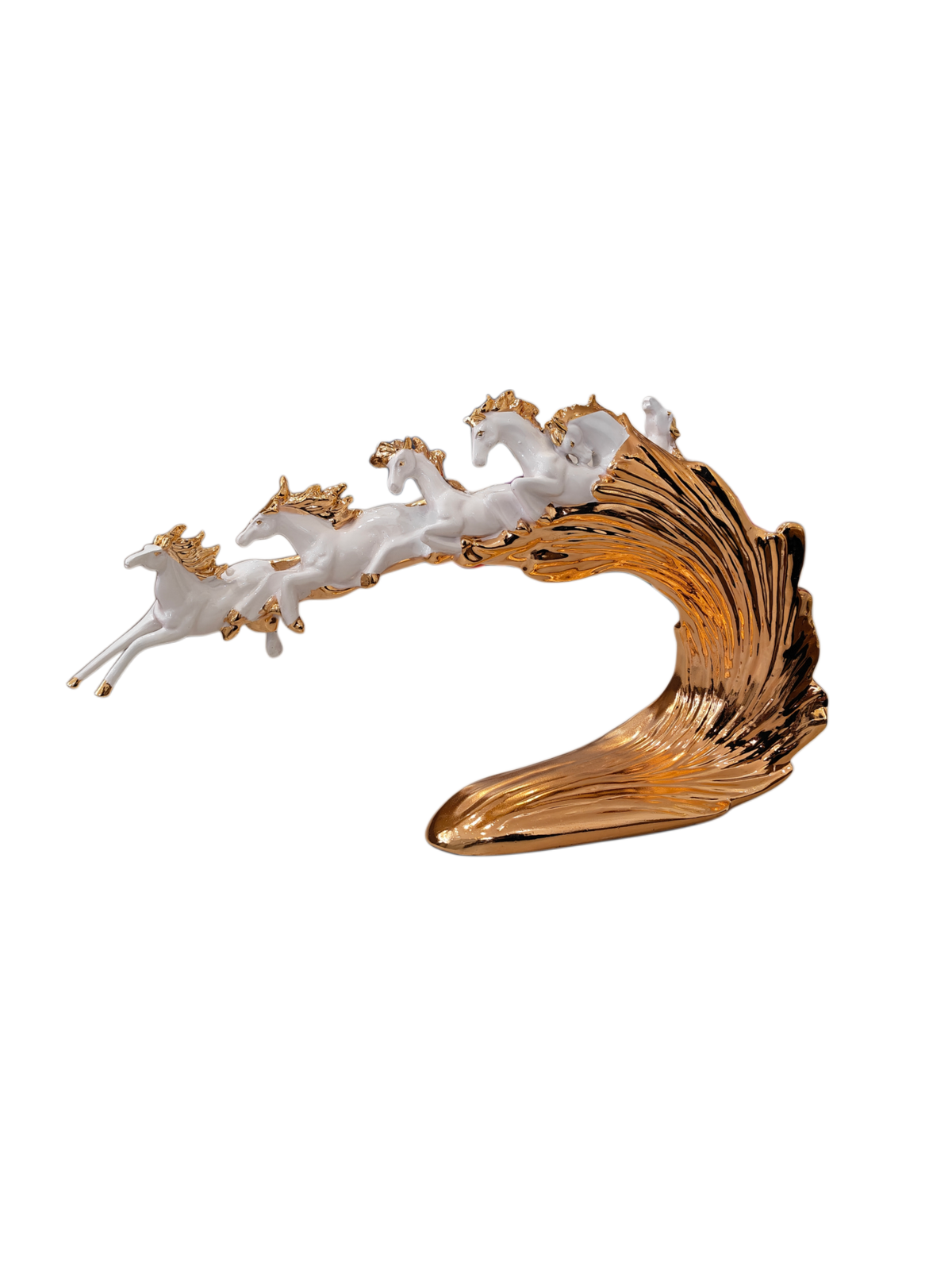 Tượng Ngựa Ceramic Vague de Fortune D'Or 48x10x29