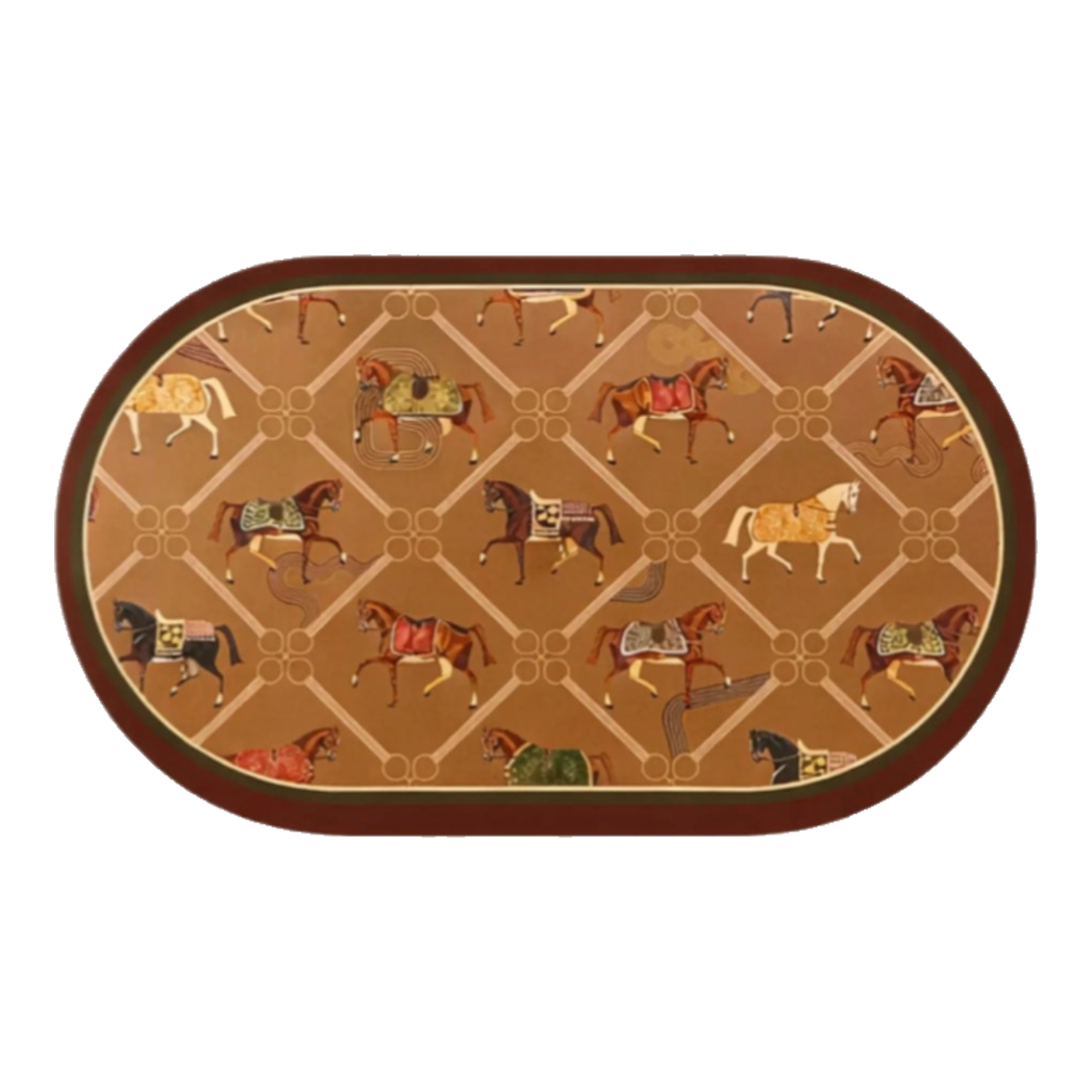 Thảm Cửa Microfiber 50x75 Patina Héritage Brun Patchwork Équestre-THẢM CỬA-CẬU HAI HOME DECOR-CẬU HAI HOME DECOR