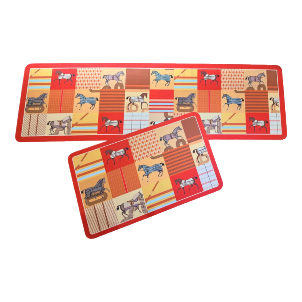 Set Thảm Bếp Microfiber 45x75/150 Patchwork Équestre Crimson Rouge-THẢM BẾP-CẬU HAỊ HOME DECOR-CẬU HAI HOME DECOR