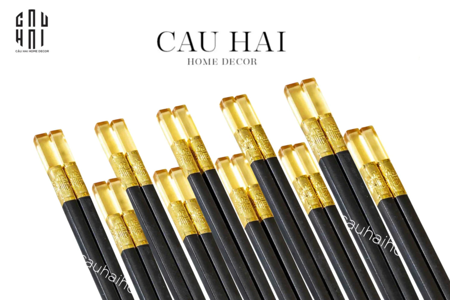 Set 10 Đôi Đũa Sợi Thuỷ Tinh - Amber Black Chopsticks 27cm-Dinner Cutlery Set Dao Muỗng Nĩa-CẬU HAI HOME DECOR