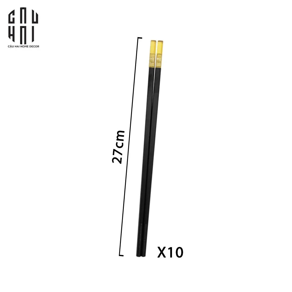 Set 10 Đôi Đũa Sợi Thuỷ Tinh - Amber Black Chopsticks 27cm-Dinner Cutlery Set Dao Muỗng Nĩa-Đối tác tại Trung Quốc theo từng đơn đặt hàng-CẬU HAI HOME DECOR