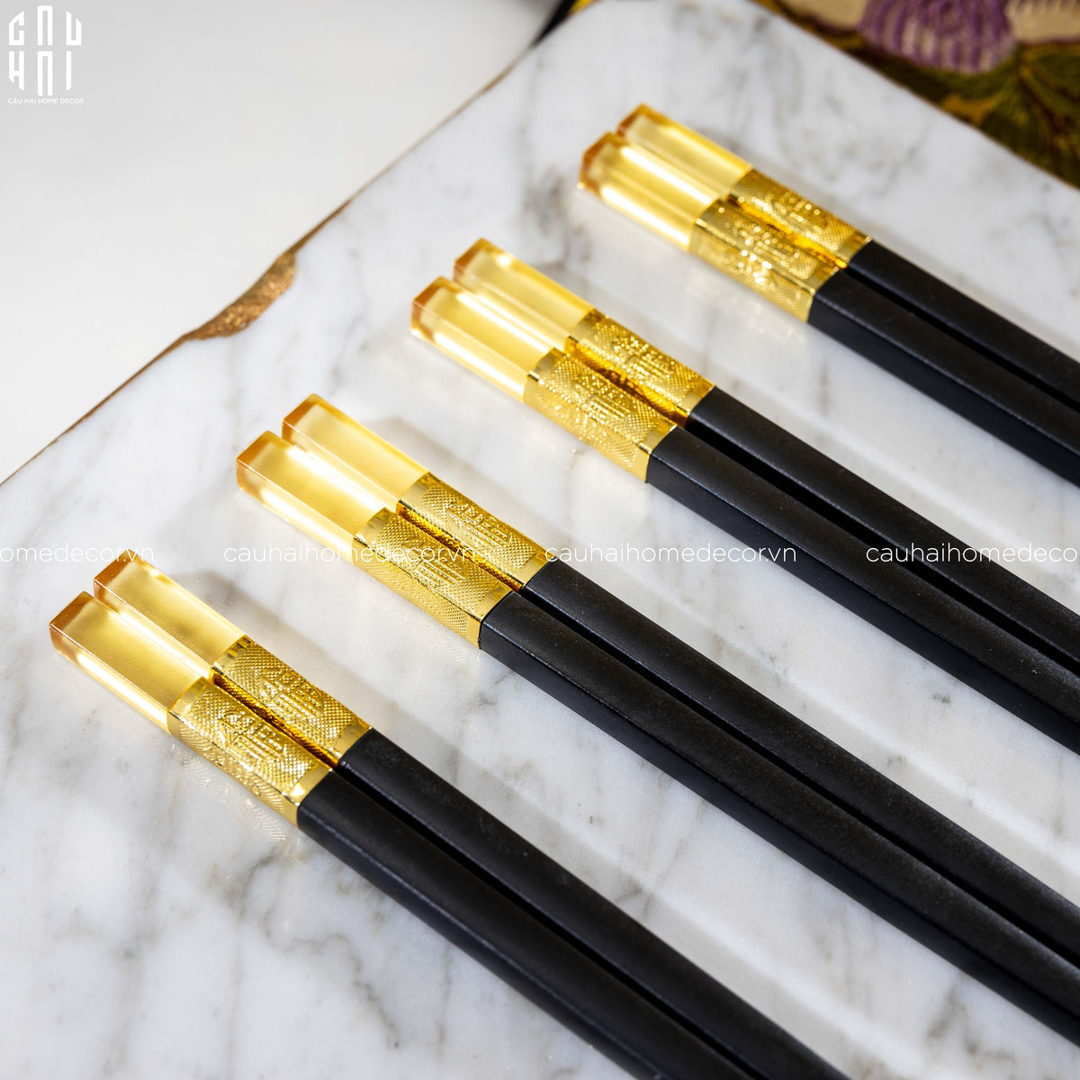 Set 10 Đôi Đũa Sợi Thuỷ Tinh - Amber Black Chopsticks 27cm-Dinner Cutlery Set Dao Muỗng Nĩa-Đối tác tại Trung Quốc theo từng đơn đặt hàng-CẬU HAI HOME DECOR