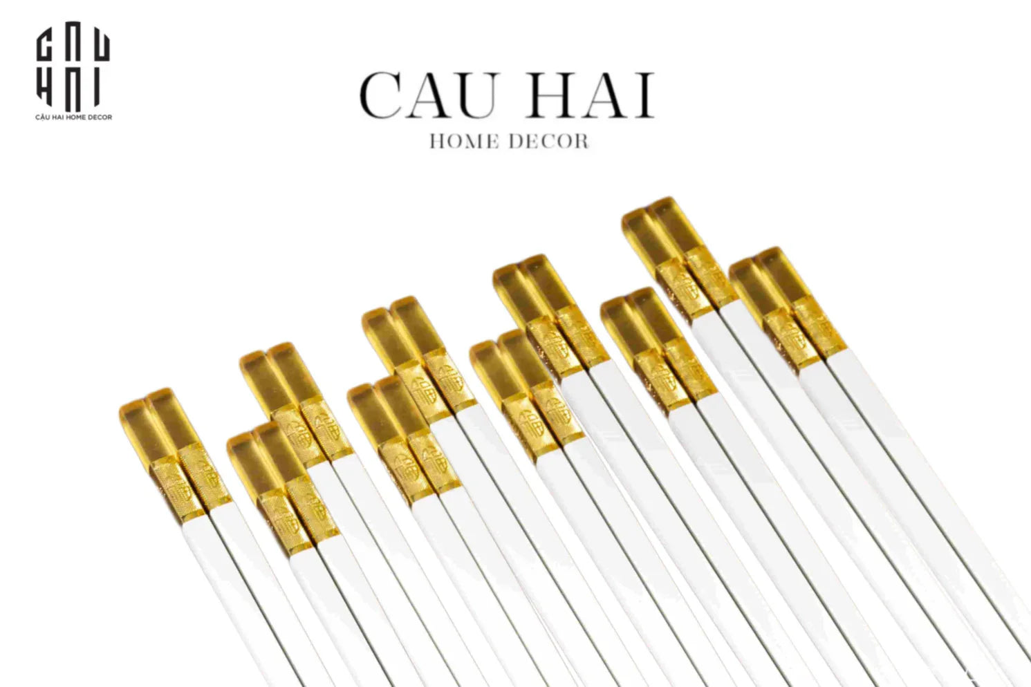Set 10 Đôi Đũa Sợi Thuỷ Tinh - Amber White Chopsticks 27cm-Dinner Cutlery Set Dao Muỗng Nĩa-CẬU HAI HOME DECOR