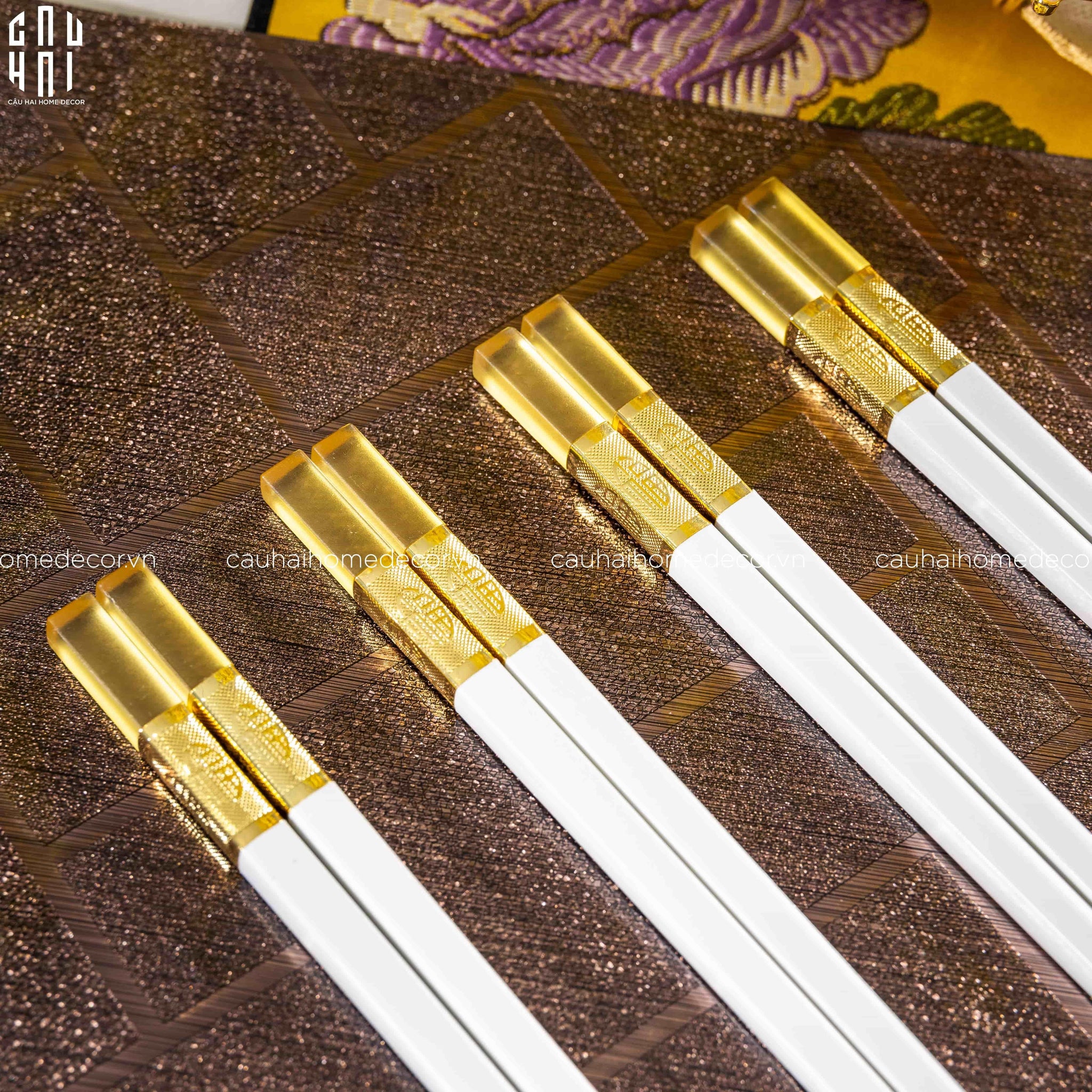 Set 10 Đôi Đũa Sợi Thuỷ Tinh - Amber White Chopsticks 27cm-Dinner Cutlery Set Dao Muỗng Nĩa-CẬU HAI HOME DECOR