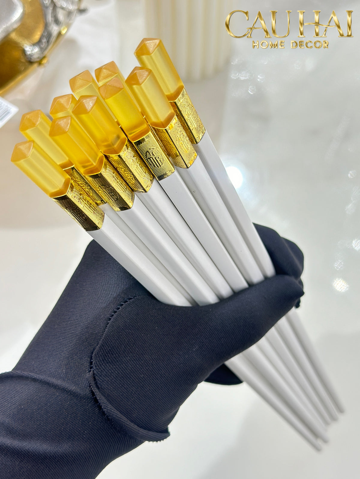 Set 10 Đôi Đũa Sợi Thuỷ Tinh - Amber White Chopsticks 27cm-Dinner Cutlery Set Dao Muỗng Nĩa-Đối tác tại Trung Quốc theo từng đơn đặt hàng-CẬU HAI HOME DECOR