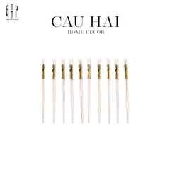 Set 10 Đôi Đũa Sứ BST Khổng Tước Hoàng Kim Porcelain Chopstick 25cm-Dinner Cutlery Set Dao Muỗng Nĩa-CẬU HAI HOME DECOR
