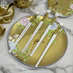 Set 10 Đôi Đũa Sứ BST Khổng Tước Hoàng Kim Porcelain Chopstick 25cm-Dinner Cutlery Set Dao Muỗng Nĩa-CẬU HAI HOME DECOR