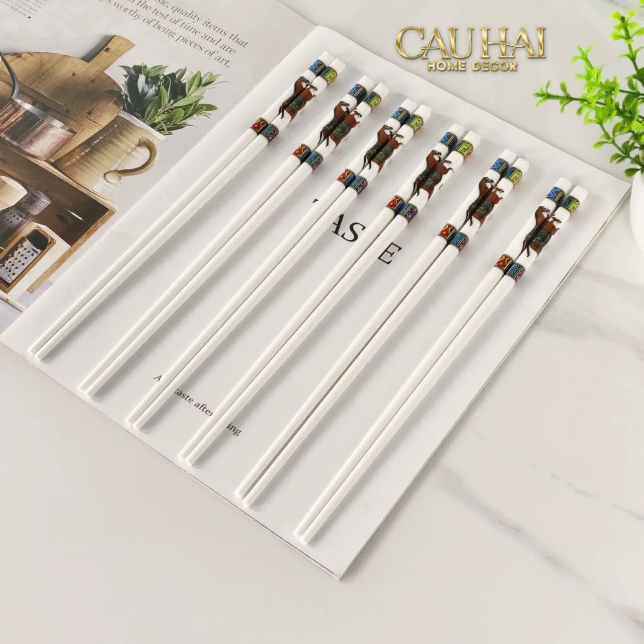Set 10 Đôi Đũa Sứ Legacy Cheval Oriental Héritage Couture Ceramic Chopsticks Set-Dinner Cutlery Set Dao Muỗng Nĩa-CẬU HAI HOME DECOR