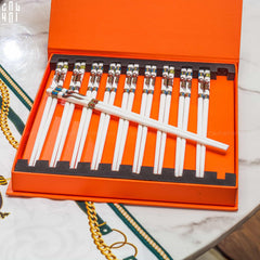Set 10 Đôi Đũa Sứ Legacy Cheval Oriental Héritage Couture Ceramic Chopsticks Set-Dinner Cutlery Set Dao Muỗng Nĩa-CẬU HAI HOME DECOR