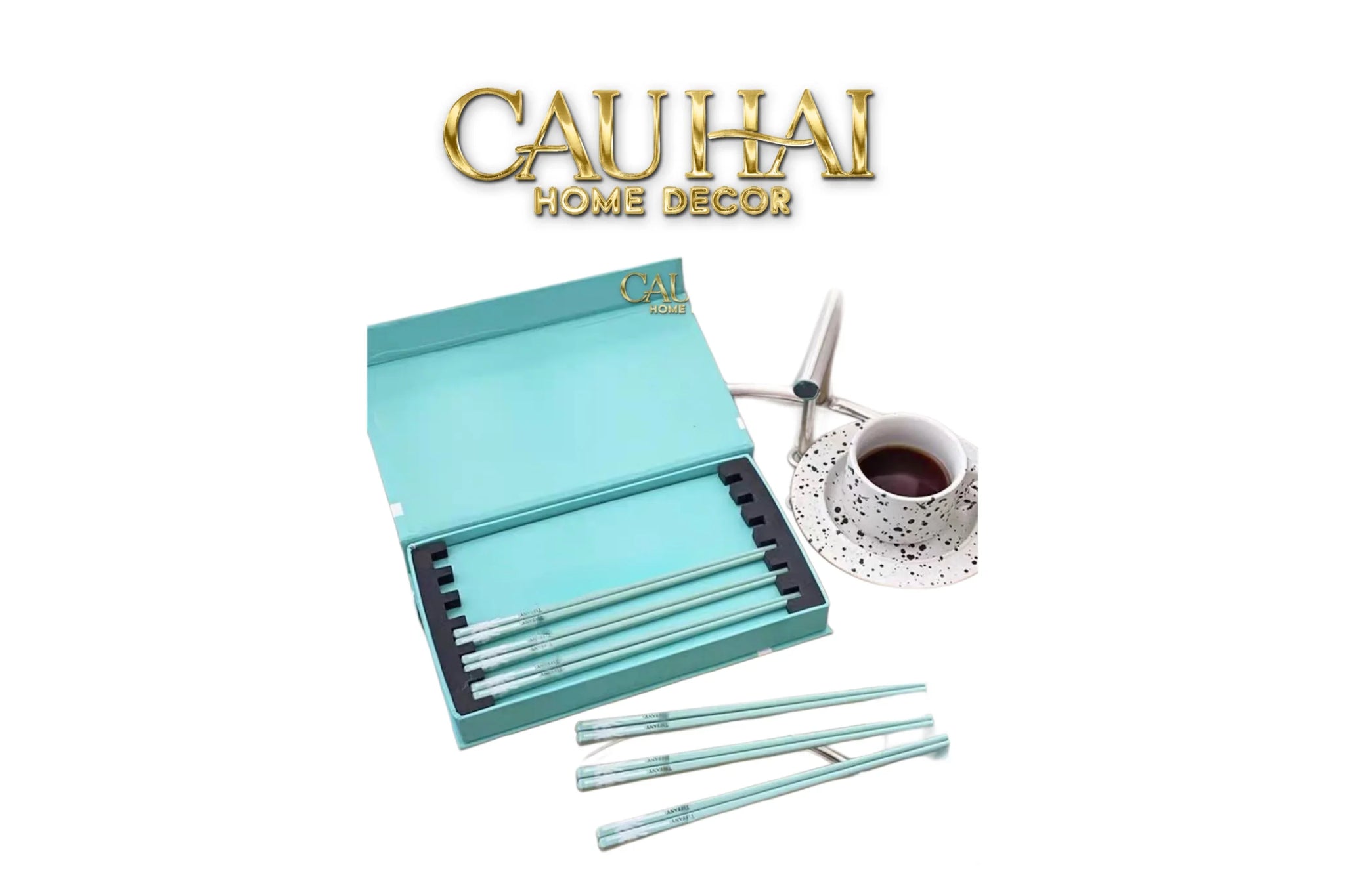 Set 10 Đôi Đũa Sứ Tiffany Fancy Club Porcelain Chopsticks Giftbox-Dinner Cutlery Set Dao Muỗng Nĩa-CẬU HAI HOME DECOR