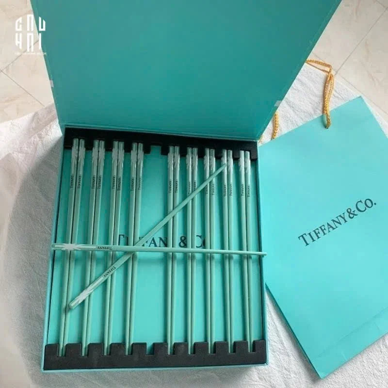 Set 10 Đôi Đũa Sứ Tiffany Fancy Club Porcelain Chopsticks Giftbox-Dinner Cutlery Set Dao Muỗng Nĩa-CẬU HAI HOME DECOR