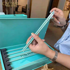 Set 10 Đôi Đũa Sứ Tiffany Fancy Club Porcelain Chopsticks Giftbox-Dinner Cutlery Set Dao Muỗng Nĩa-CẬU HAI HOME DECOR