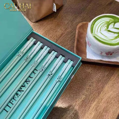Set 10 Đôi Đũa Sứ Tiffany Fancy Club Porcelain Chopsticks Giftbox-Dinner Cutlery Set Dao Muỗng Nĩa-CẬU HAI HOME DECOR