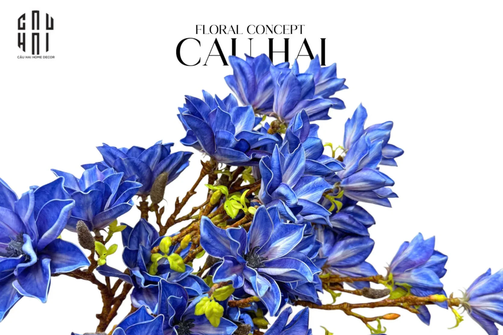 Set 2 Cành 3 Hoa Mộc Lan - Magnolia Stellata-Hoa Lụa-CẬU HAI HOME DECOR
