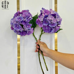 Set 2 Cành Cẩm Tú Cầu Đại Hydrangea Marcophylla - Tím-Hoa Lụa-CẬU HAI HOME DECOR