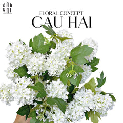 Set 2 Cành Cẩm Tú Cầu Mini - Trắng-Hoa Lụa-CẬU HAI HOME DECOR