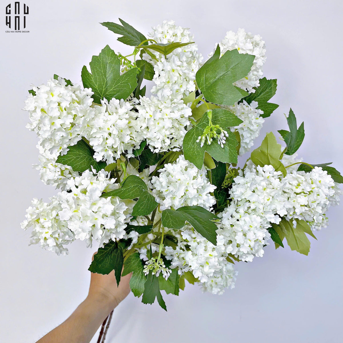 Set 2 Cành Cẩm Tú Cầu Mini - Trắng-Hoa Lụa-Đối tác tại Trung Quốc theo từng đơn đặt hàng-CẬU HAI HOME DECOR