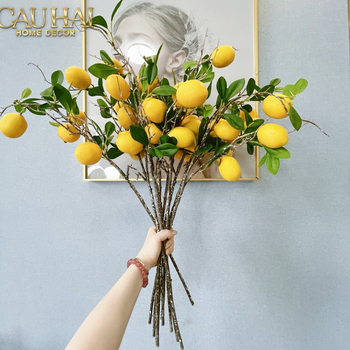 Set 2 Cành Chanh Vàng Cirtron-Cành hoa trang trí-CẬU HAI HOME DECOR-CẬU HAI HOME DECOR