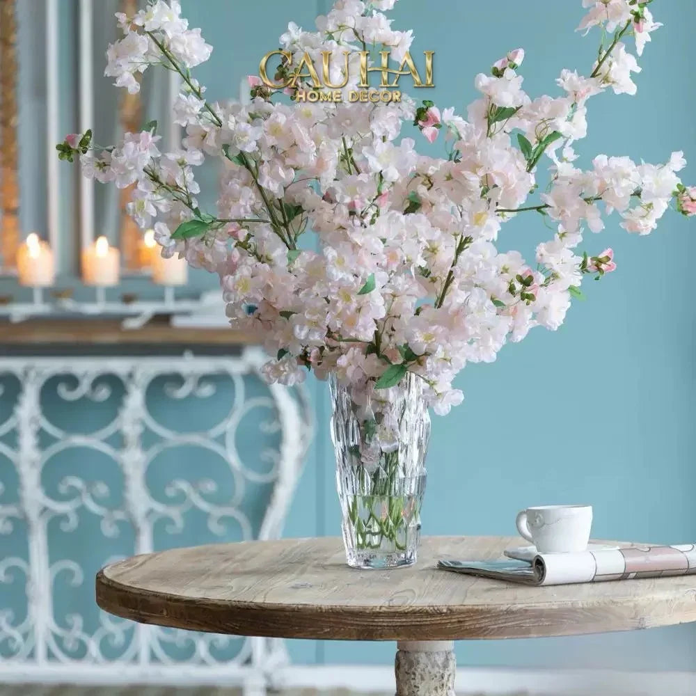 Set 2 Cành Hoa Anh Đào Trắng - White Sakura-Hoa Lụa-CẬU HAI HOME DECOR