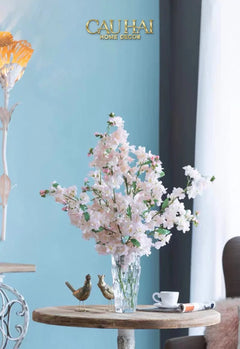 Set 2 Cành Hoa Anh Đào Trắng - White Sakura-Hoa Lụa-CẬU HAI HOME DECOR