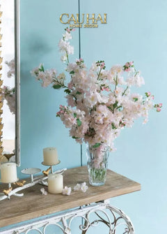 Set 2 Cành Hoa Anh Đào Trắng - White Sakura-Hoa Lụa-CẬU HAI HOME DECOR