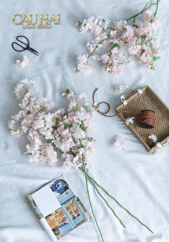Set 2 Cành Hoa Anh Đào Trắng - White Sakura-Hoa Lụa-CẬU HAI HOME DECOR