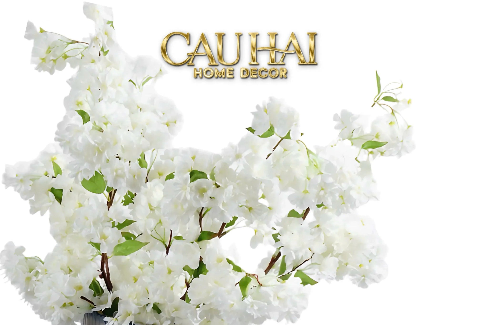 Set 2 Cành Hoa Anh Đào Trắng - White Sakura-Hoa Lụa-CẬU HAI HOME DECOR