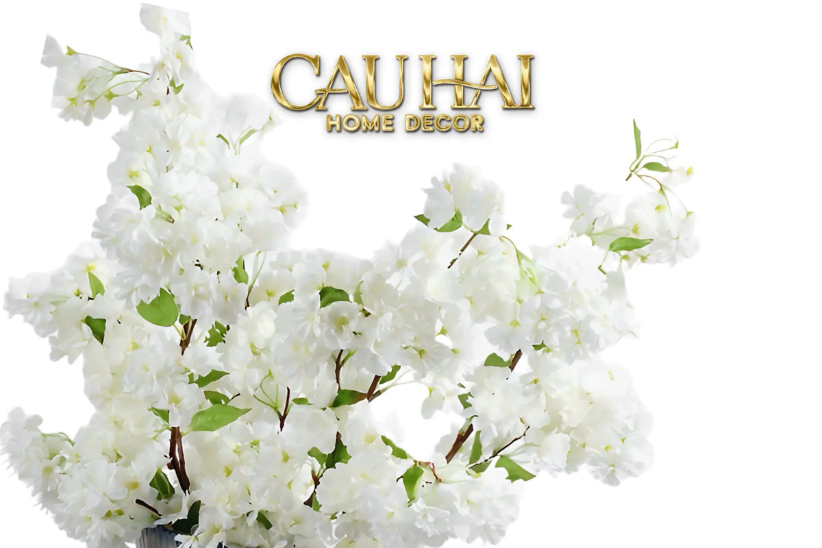Set 2 Cành Hoa Anh Đào Trắng - White Sakura-Hoa Lụa-Đối tác tại Trung Quốc theo từng đơn đặt hàng-CẬU HAI HOME DECOR