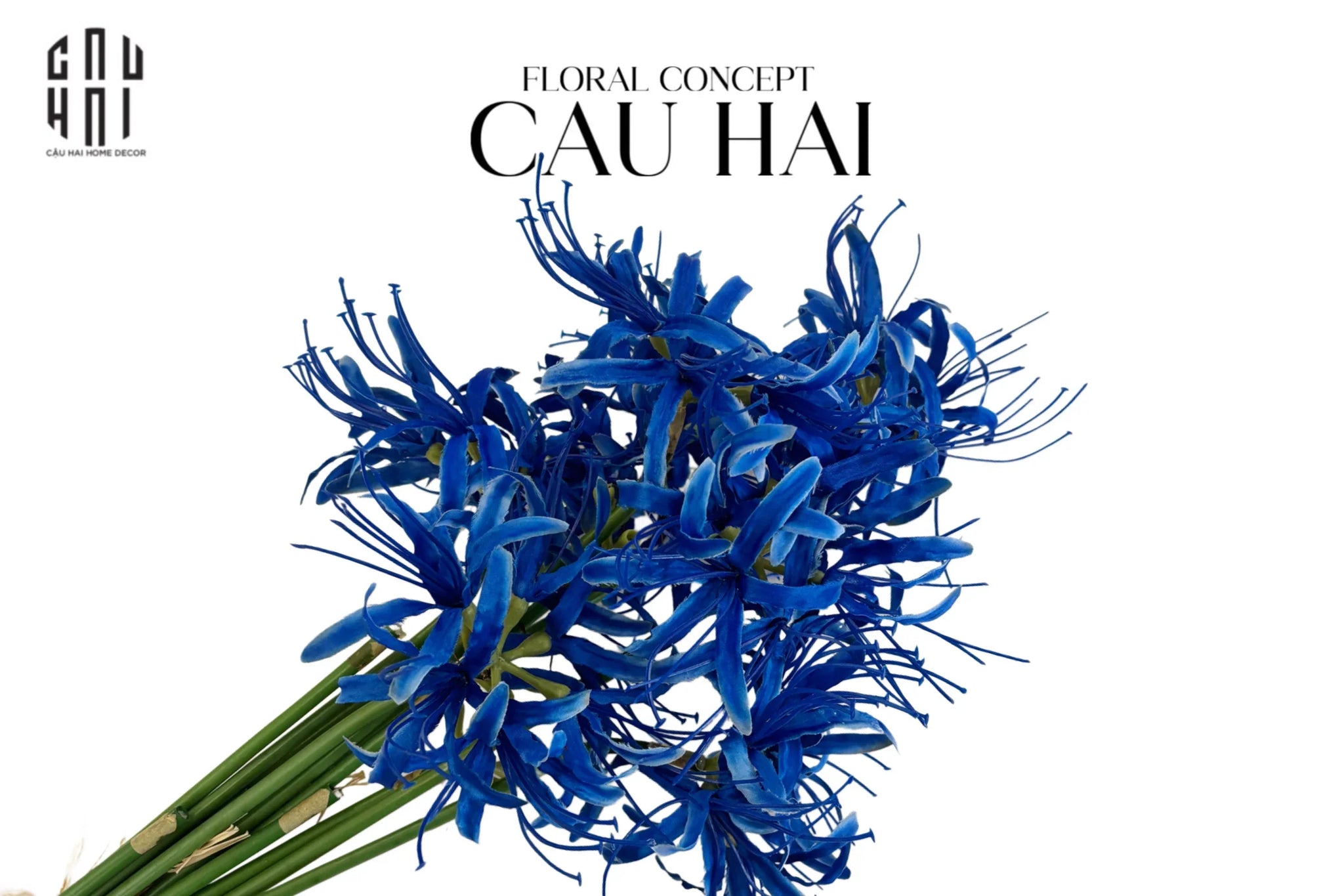 Set 2 Cành Hoa Bỉ Ngạn - Dark Blue-Hoa Lụa-CẬU HAI HOME DECOR