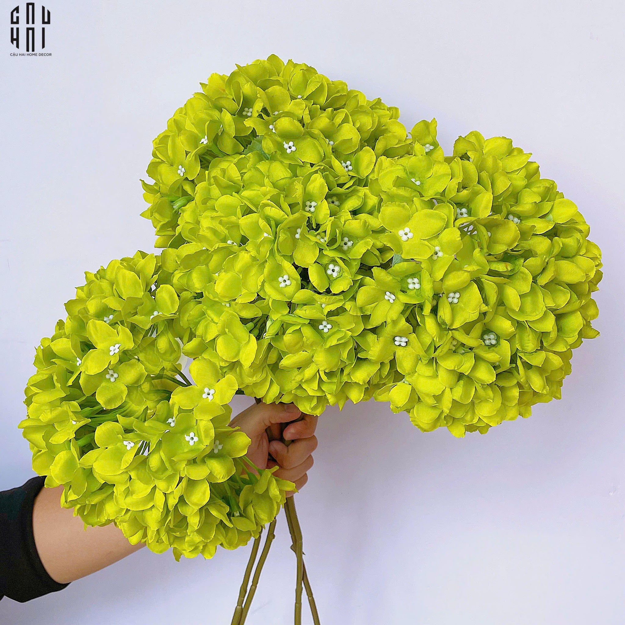 Set 2 Cành Hoa Cẩm Tú Cầu Đại - Xanh-Hoa Lụa-CẬU HAI HOME DECOR