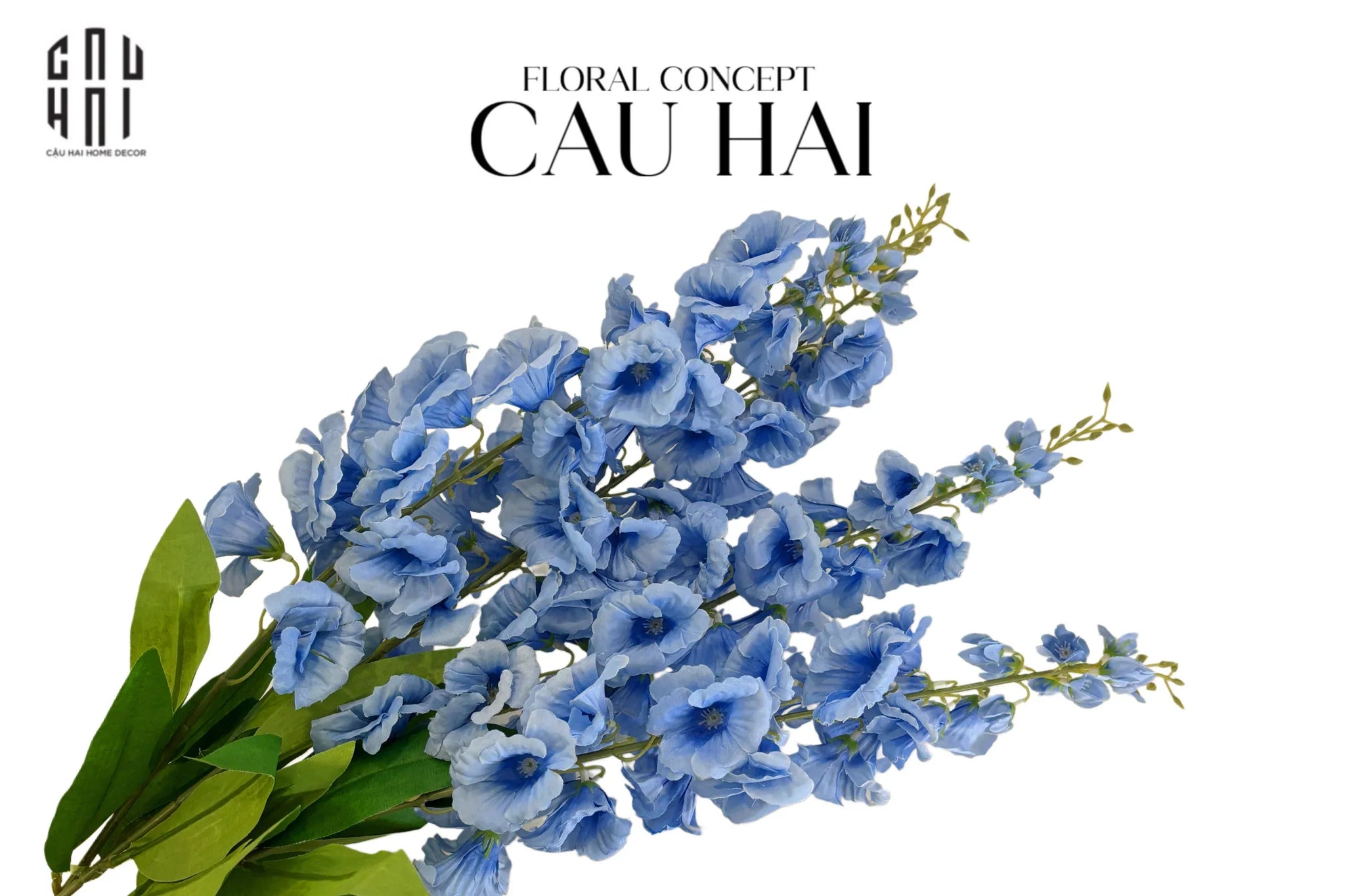 Set 2 Cành Hoa Chuông - Steel Blue-Hoa Lụa-CẬU HAI HOME DECOR