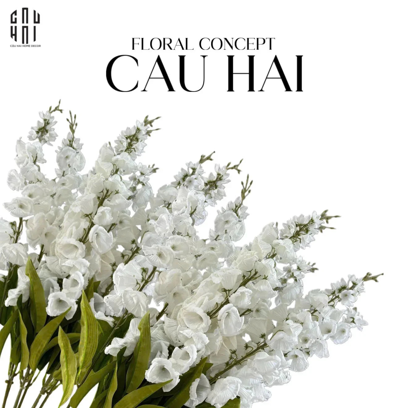 Set 2 Cành Hoa Chuông - White-Hoa Lụa-CẬU HAI HOME DECOR