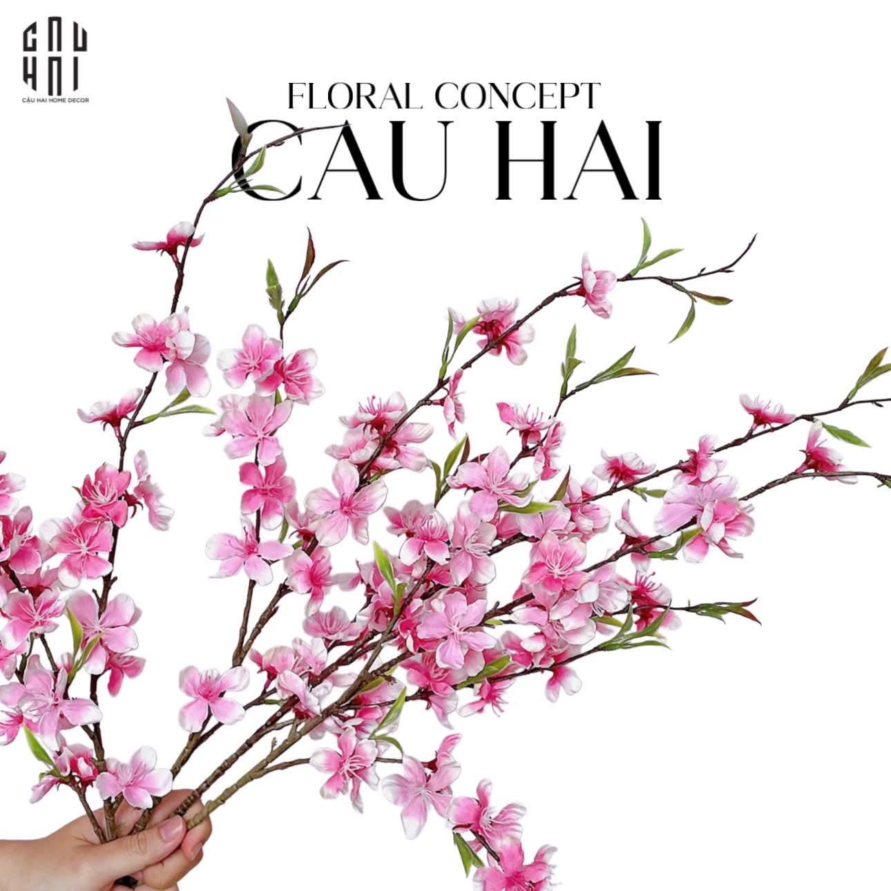 Set 2 Cành Hoa Đào - Hồng-Hoa Lụa-CẬU HAI HOME DECOR