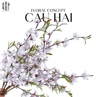 Set 2 Cành Hoa Đào - Trắng-Hoa Lụa-CẬU HAI HOME DECOR