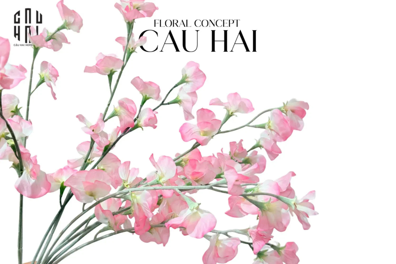 Set 2 Cành Hoa Đậu Pink – Hoa Lụa Cao Cấp Trang Trí Nhà-Hoa Lụa-CẬU HAI HOME DECOR
