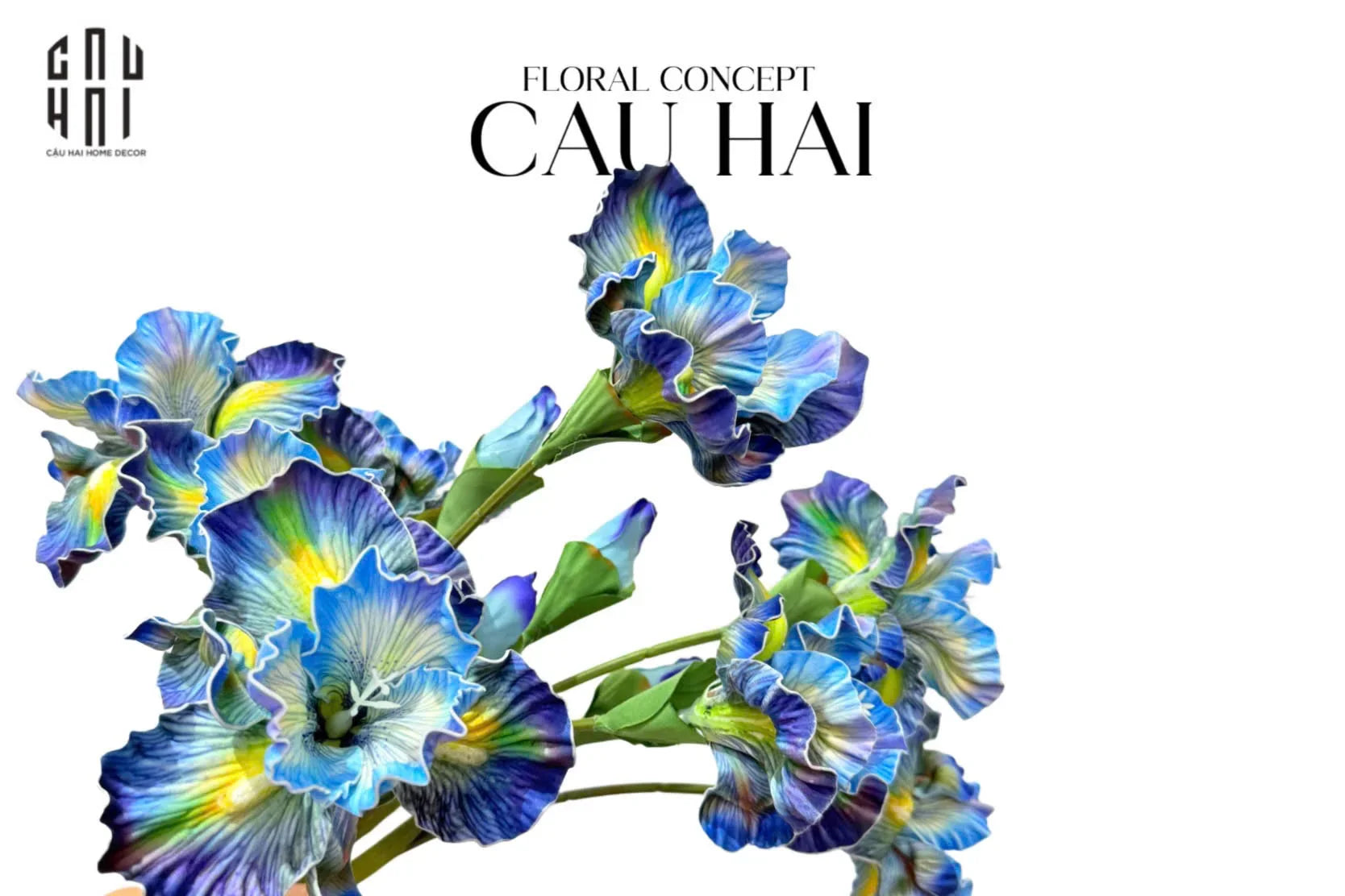 Set 2 Cành Hoa Diên Vĩ - Blue Ara-Hoa Lụa-CẬU HAI HOME DECOR