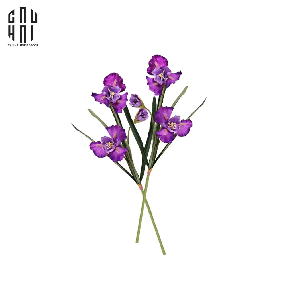 Set 2 Cành Hoa Diên Vĩ - Iris - Tím-Hoa Lụa-CẬU HAI HOME DECOR