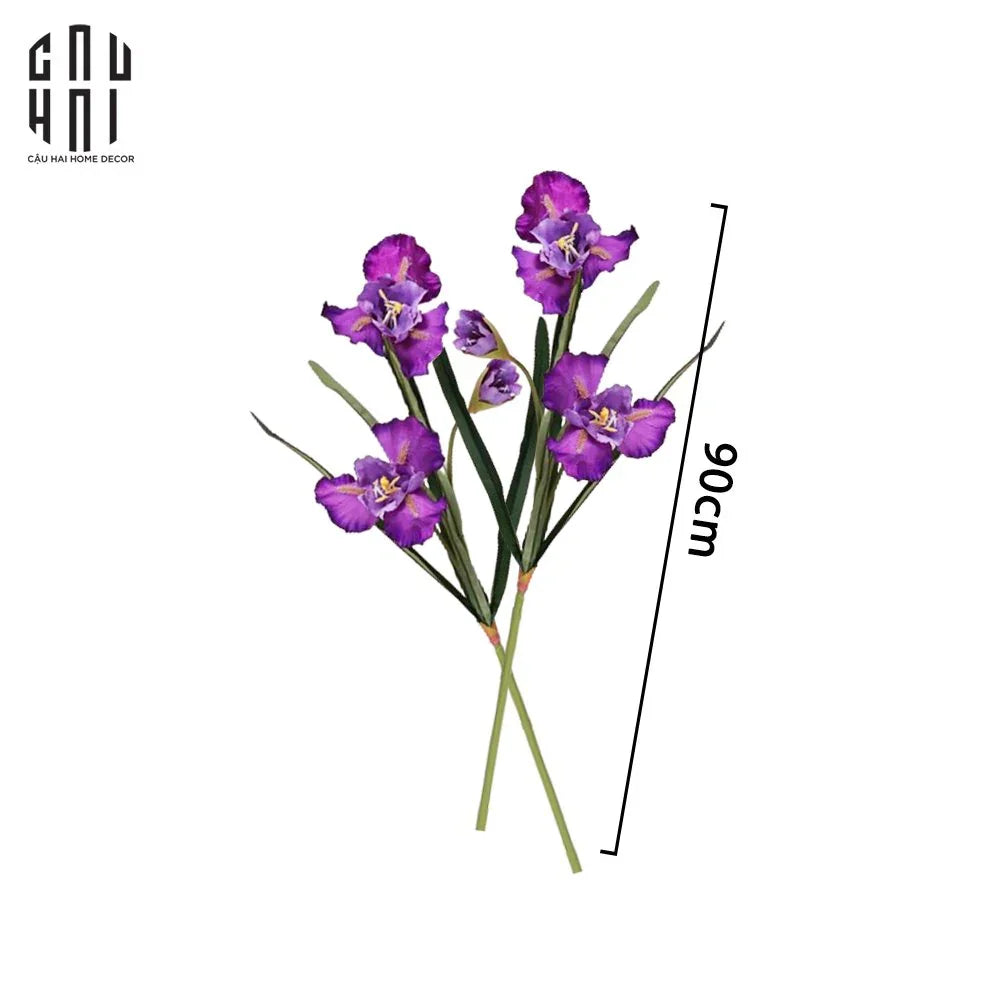 Set 2 Cành Hoa Diên Vĩ - Iris - Tím-Hoa Lụa-CẬU HAI HOME DECOR