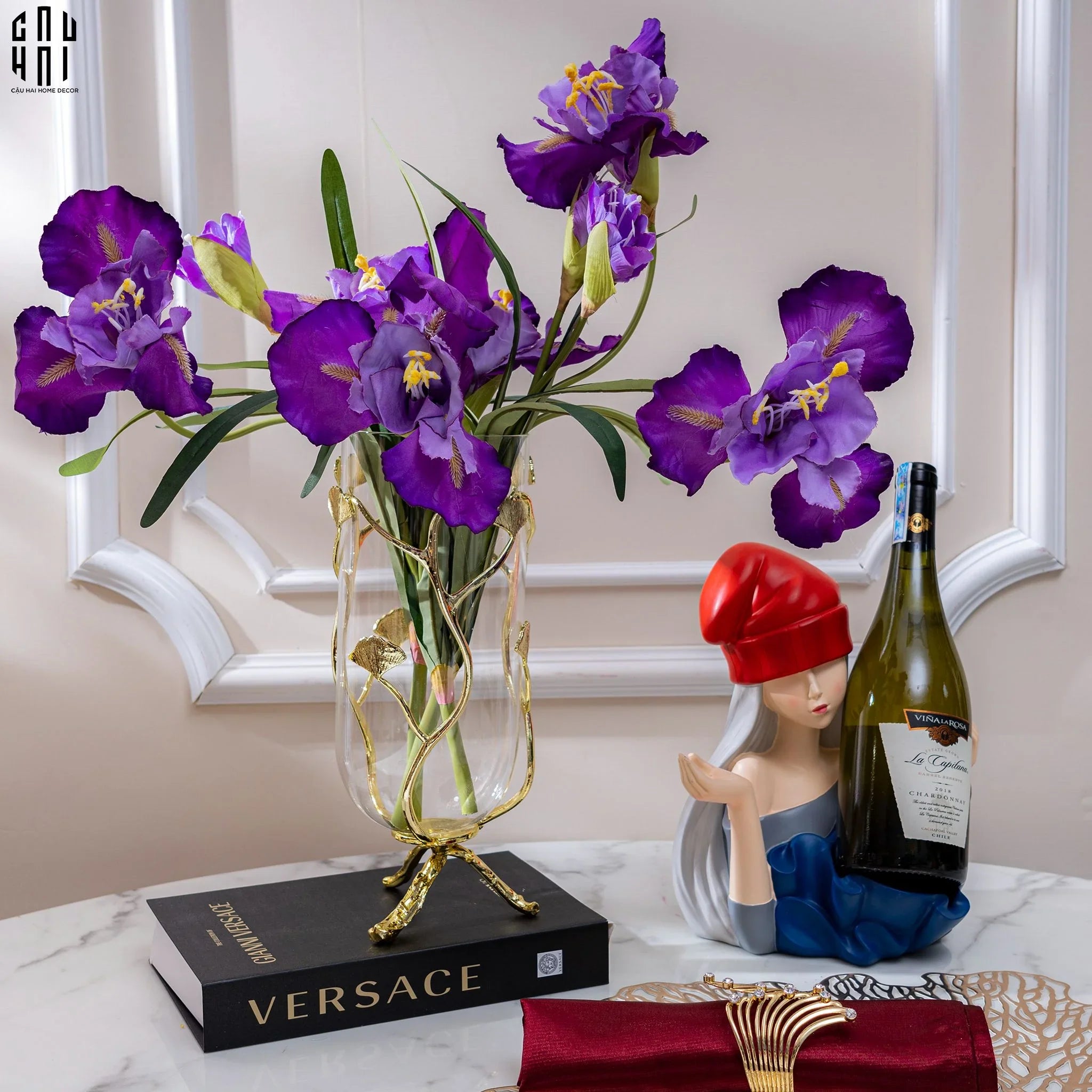 Set 2 Cành Hoa Diên Vĩ - Iris - Tím-Hoa Lụa-CẬU HAI HOME DECOR