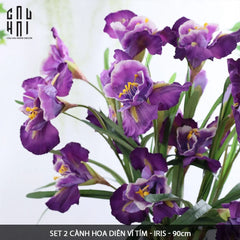 Set 2 Cành Hoa Diên Vĩ - Iris - Tím-Hoa Lụa-CẬU HAI HOME DECOR
