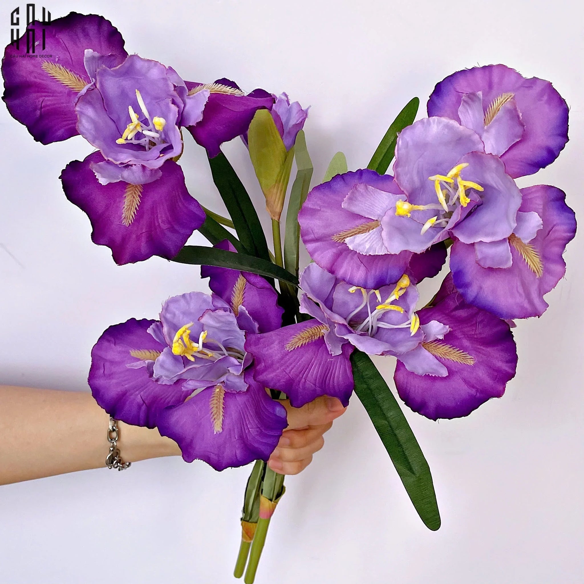 Set 2 Cành Hoa Diên Vĩ - Iris - Tím-Hoa Lụa-CẬU HAI HOME DECOR