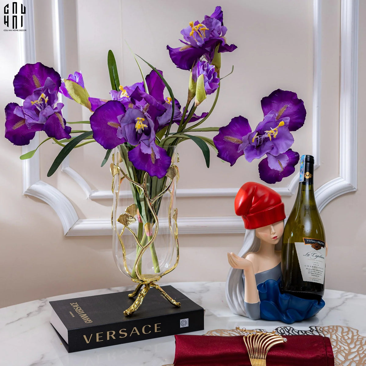 Set 2 Cành Hoa Diên Vĩ - Iris - Tím-Hoa Lụa-Đối tác tại Trung Quốc theo từng đơn đặt hàng-CẬU HAI HOME DECOR