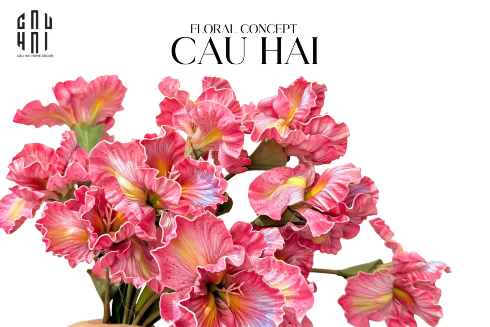 Set 2 Cành Hoa Diên Vĩ - Rosy-Hoa Lụa-CẬU HAI HOME DECOR