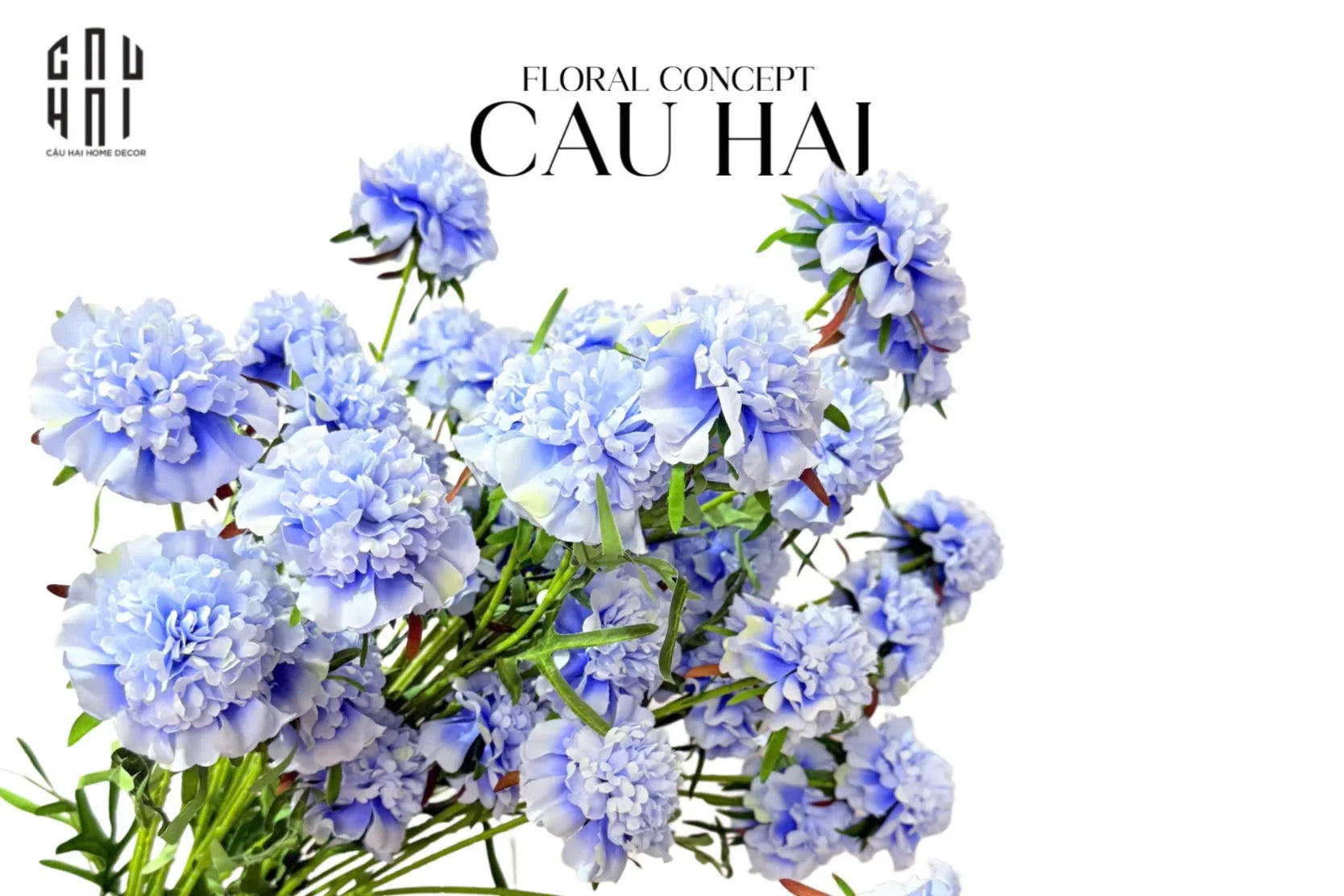 Set 2 Cành Hoa Đông Trùng Hạ Thảo - Sky Blue-Hoa Lụa-CẬU HAI HOME DECOR
