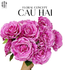Set 2 Cành Hoa Hồng Ecuador - Tím Hồng-CẬU HAI HOME DECOR