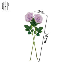 Set 2 Cành Hoa Hồng Ecuador - Tím Nhạt-Hoa Lụa-CẬU HAI HOME DECOR